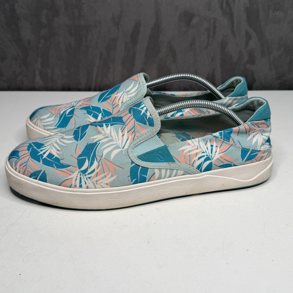 OluKai Lae'ahi Pa'i Beach Slip On Shoes Swell /Aloha 11.5 Blue Floral Hawaiian - Picture 2 of 9